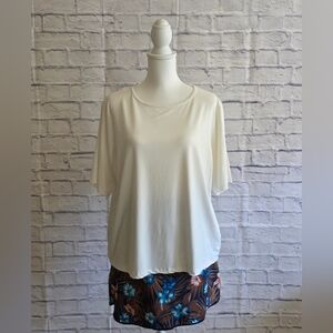 Lands' End White Short Sleeve Rash Guard UPF 50